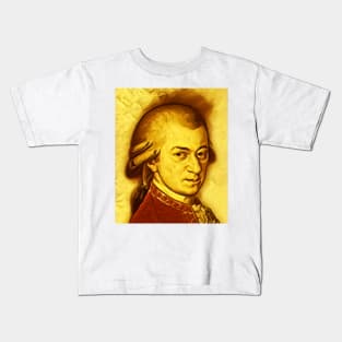 Wolfgang Amadeus Mozart Golden Portrait | Wolfgang Amadeus Mozart Artwork 7 Kids T-Shirt